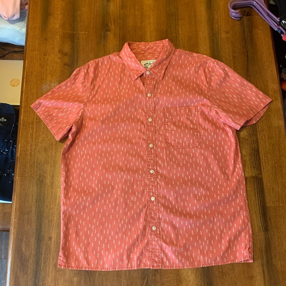 American Eagle Outfitters Shirt Large Muted Faded Res Patterned Button Down